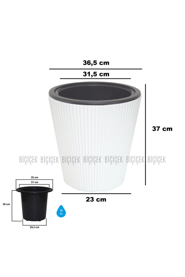 Luna Saksı 37 Cm Beyaz