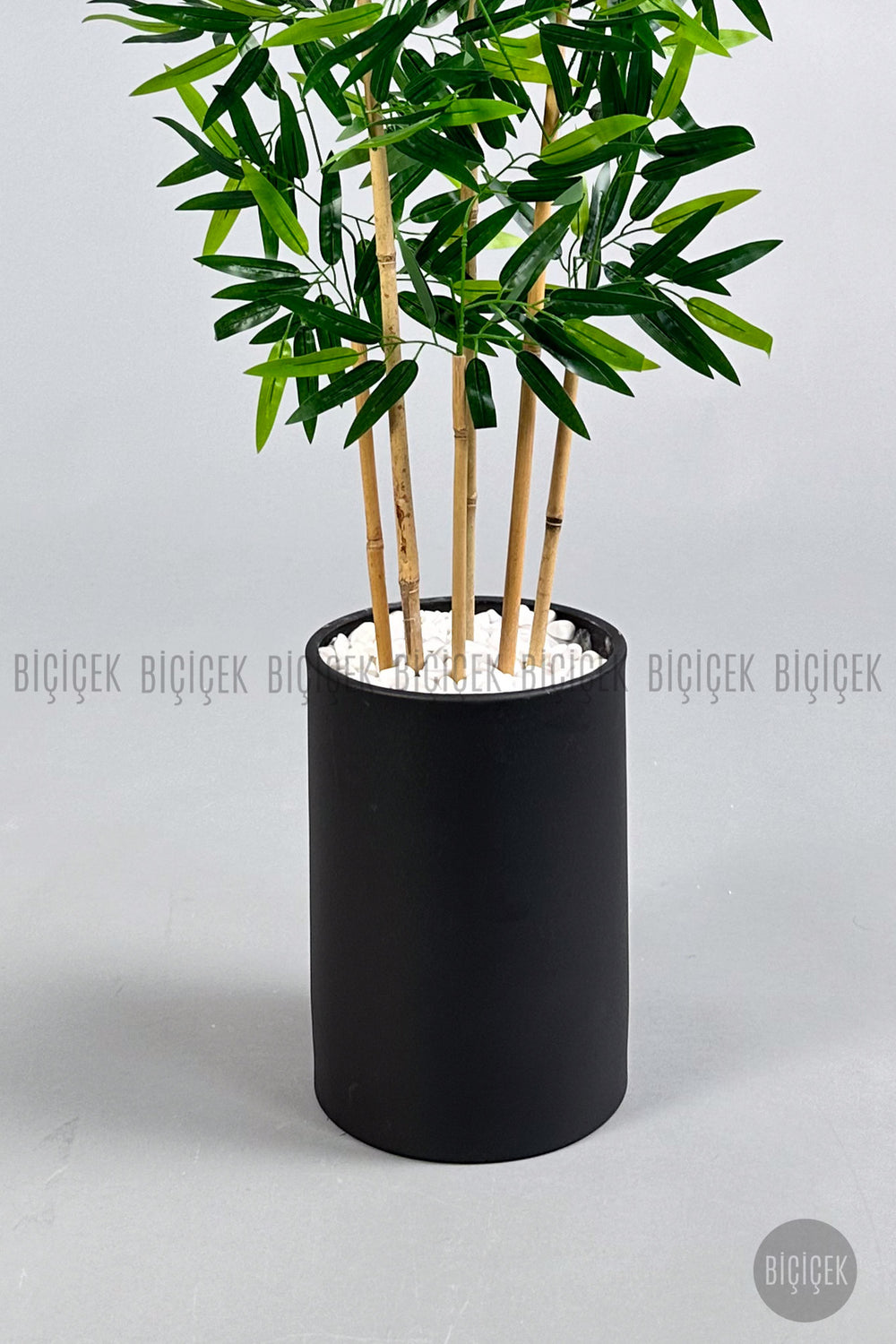 Yapay Bambu Ağacı 6 Dallı 150 Cm Yoğun Yapraklı Metal Krem Saksı