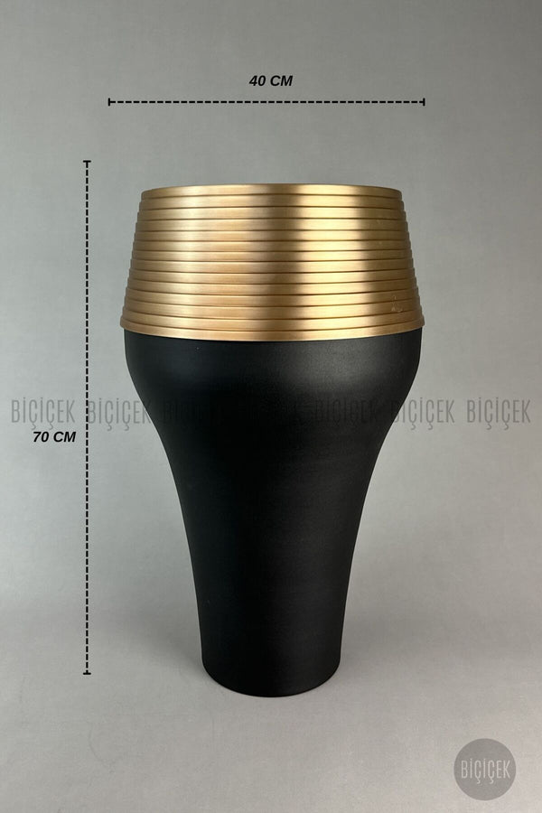 Cleopatra Saksı 70cm Si̇yah Gold
