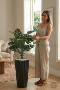 Yapay Monstera Deve Tabani Bitkisi 130 Cm Siyah Lilyum Saksıda