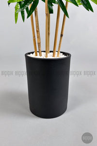 Yapay Bambu Ağacı 6 Dallı 150 Cm Yoğun Yapraklı Metal Krem Saksı
