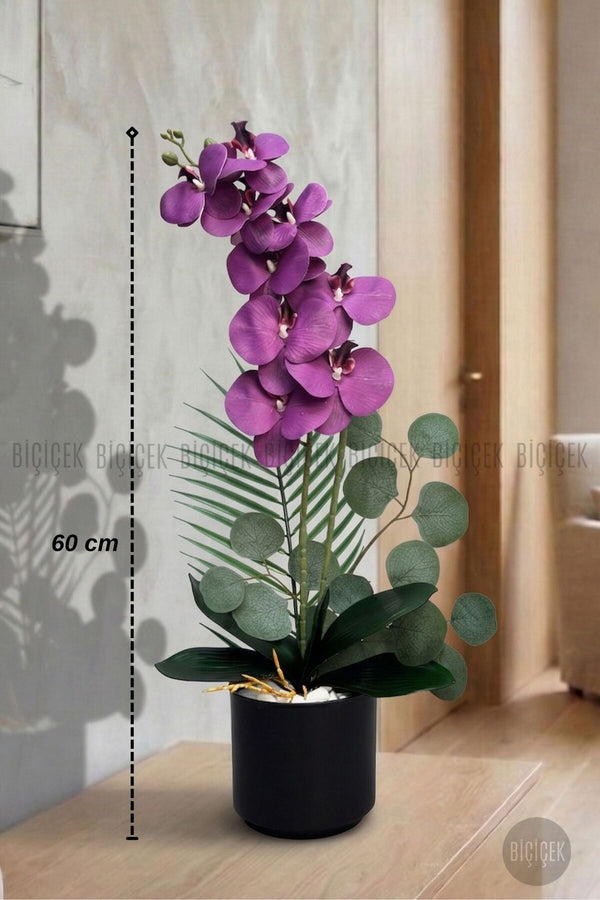 Yapay Phalaenopsis Mor Orkide 60 Cm