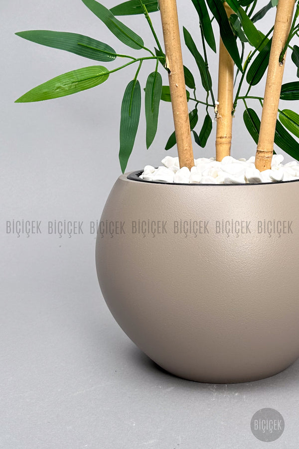 125cm Yapay Bambu Ağaci Mocha Küre Saksıda