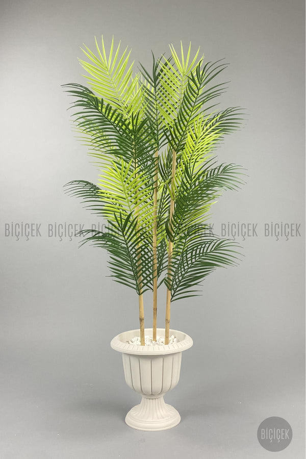 Yapay Areka Ağaci 125 Cm 24 Yapraklı Krem Nergi̇s Saksıda