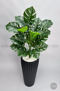 Yapay Monstera Deve Tabani Bitkisi 130 Cm Siyah Lilyum Saksıda