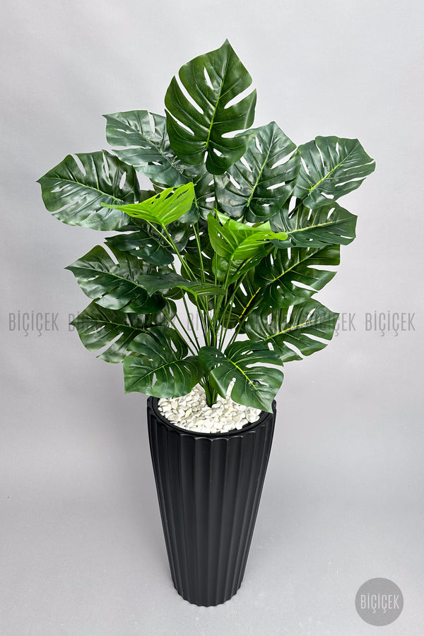 Yapay Monstera Deve Tabani Bitkisi 130 Cm Siyah Lilyum Saksıda