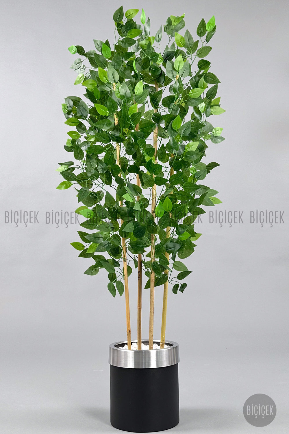 Yapay Benjamin Ağacı 140cm Metal Saksıda - Siyah Silver