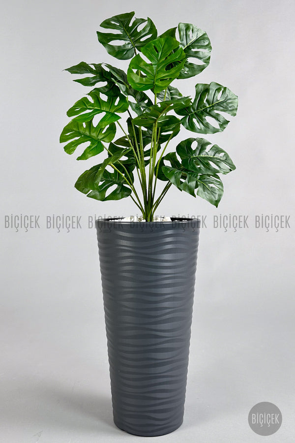 Yapay Monstera Deve Tabani Bi̇tki̇si̇ 130 Cm Antresi̇t Kumsal Saksıda
