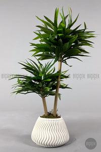 Yapay Bambu Ağacı 60cm Yoğun Yapraklı Spiral Saksıda