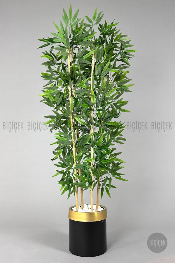 Yapay Bambu Ağacı 140cm Metal Saksıda - Siyah Gold