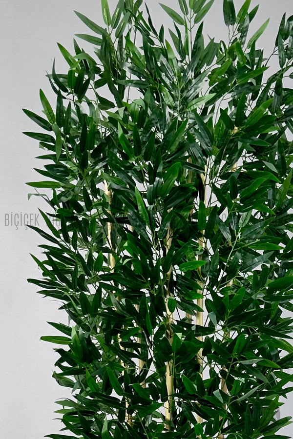 Yapay Bambu Ağacı 6 Dallı Yoğun Yapraklı 220 Cm Siyah Lilyum Saksıda