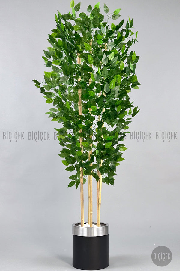 Yapay Benjamin Ağacı 170cm Metal Saksıda - Siyah Silver
