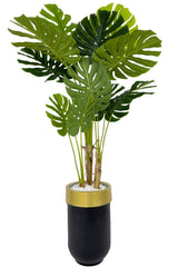 Yapay Monstera Ağacı Deve Tabani 170 Cm Darbuka Saksıda - Siyah Gold