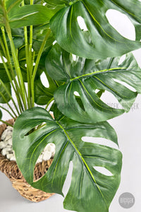 Yapay Monstera Deve Tabani 65 Cm Demir Destekli Kulpsuz Hasir Saksıda