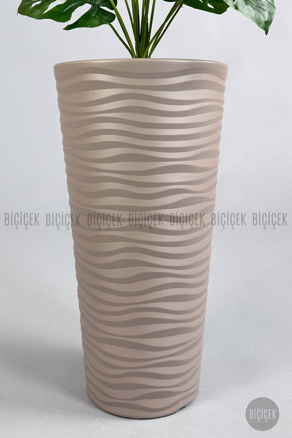 Yapay Monstera Deve Tabani Bi̇tki̇si̇ 130 Cm Mocha Kumsal Saksıda