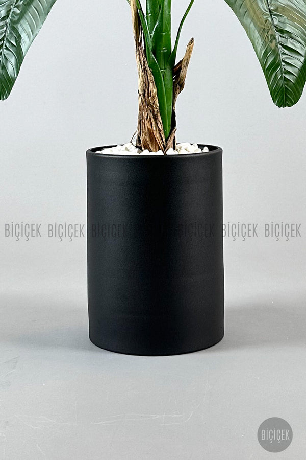 Yapay Muz Ağaci 125 Cm Siyah Metal Saksıda