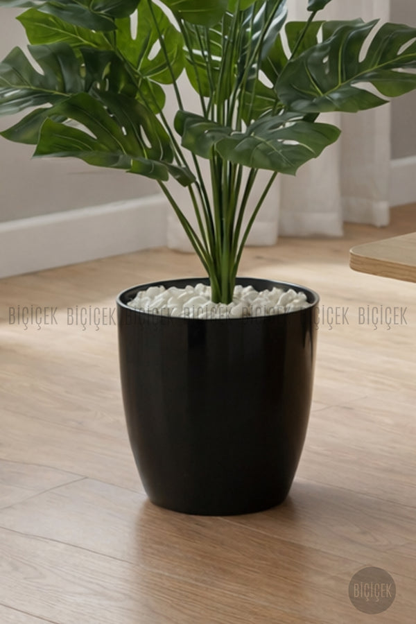 Yapay Monstera Deve Tabani 60 Cm Si̇yah Yakut Saksıda
