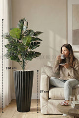 Yapay Monstera Deve Tabani Bitkisi 130 Cm Siyah Lilyum Saksıda