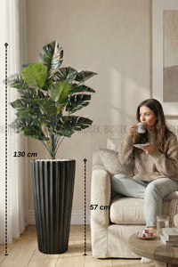 Yapay Monstera Deve Tabani Bitkisi 130 Cm Siyah Lilyum Saksıda
