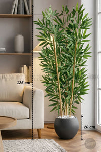 125cm Yapay Bambu Ağaci Küre Saksıda - Gri