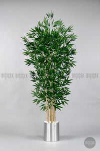 Yapay Bambu Ağacı 180cm Metal Saksıda Yoğun Yapraklı 7 Dallı