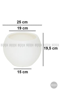 Küre Saksı 25 Cm Beyaz