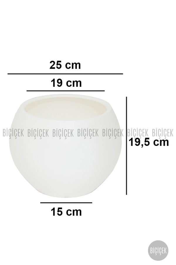 Küre Saksı 25 Cm Beyaz