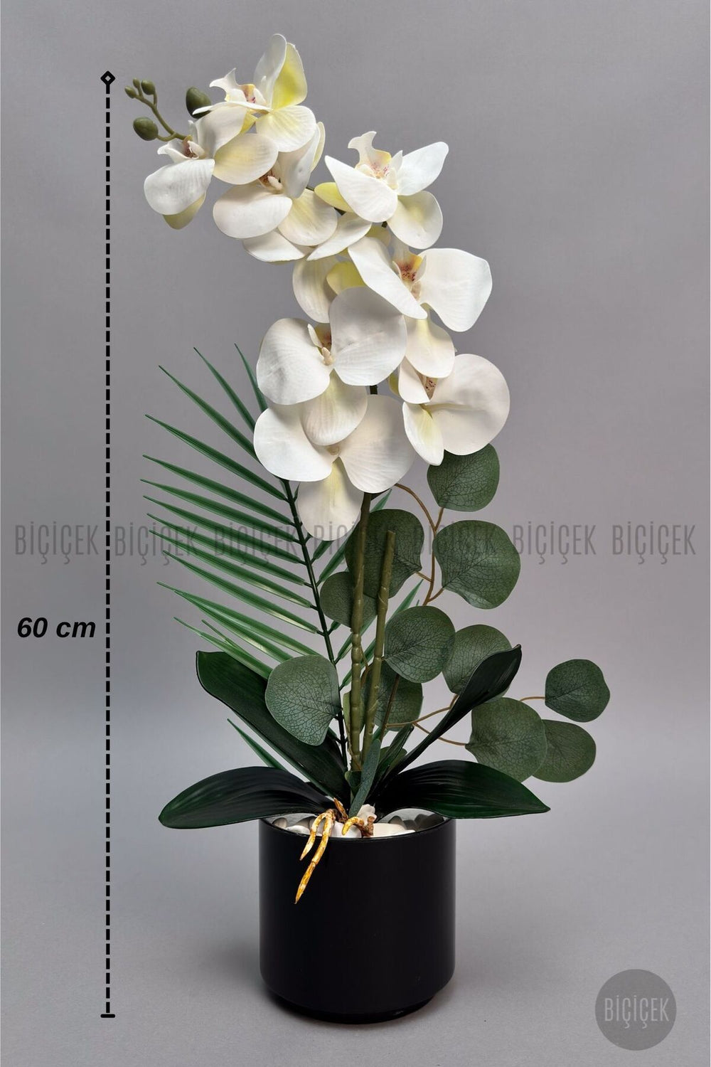 Yapay Phalaenopsis Beyaz Orkide 60 Cm