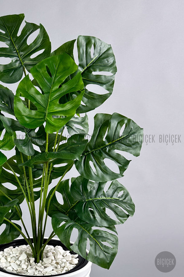 Yapay Monstera Deve Tabani Bitkisi 130 Cm Kumsal Saksıda