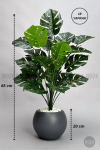 Yapay Monstera Deve Tabani Bi̇tki̇si̇ 65 Cm Antresi̇t Küre Saksıda