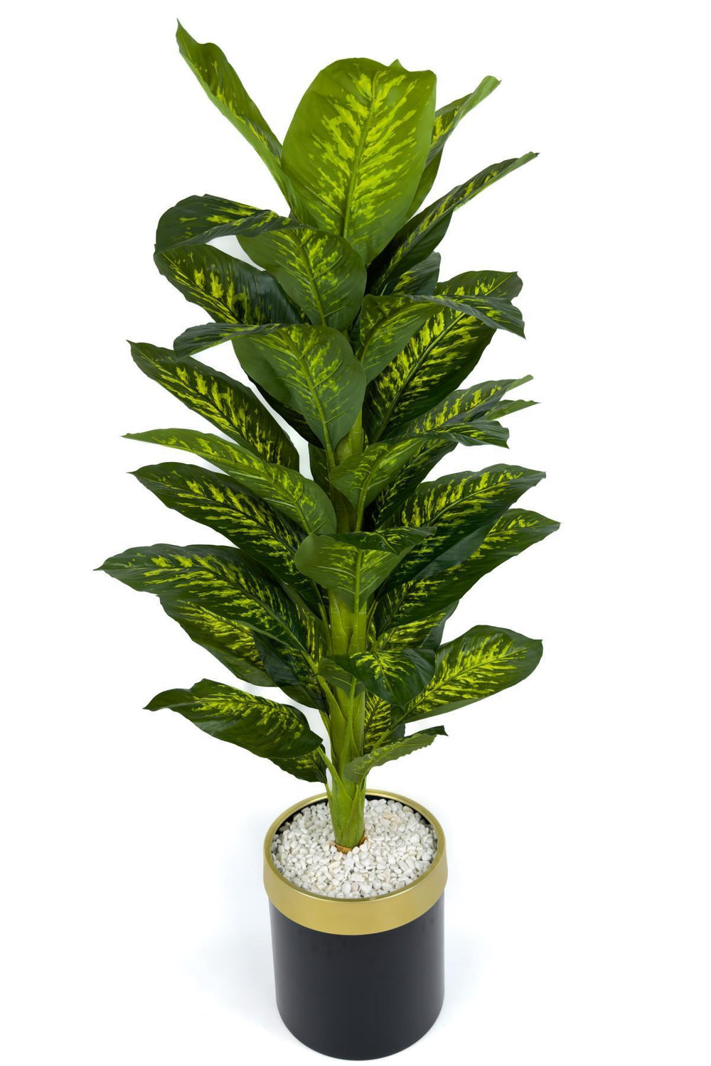 Yapay Di̇fenbahya 170 Cm Si̇yah Gold Metal Saksıda