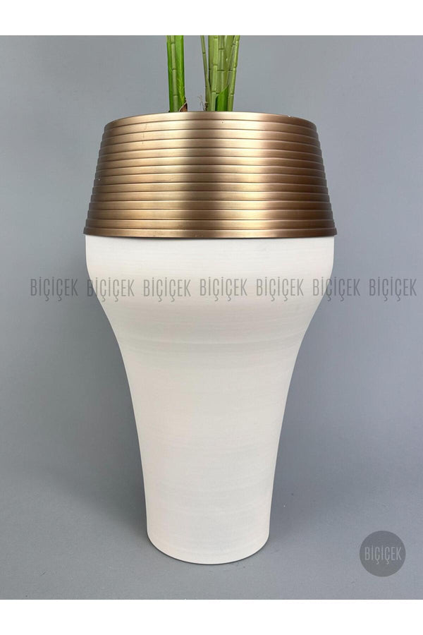 Yapay Di̇fenbahya Ağacı 200 Cm Krem Gold Cleopatra Saksıda