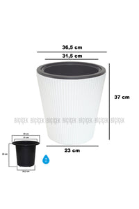 Luna Saksı 37 Cm Beyaz