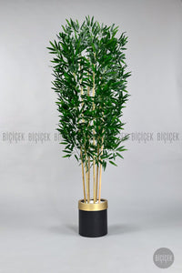 Yapay Bambu Ağacı 170cm Siyah Gold Metal Saksıda
