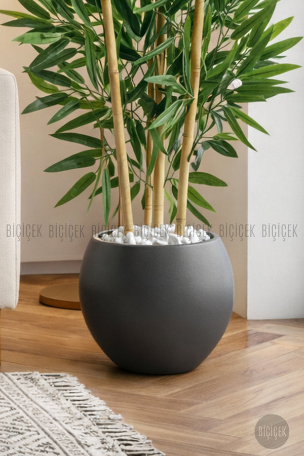 125cm Yapay Bambu Ağaci Küre Saksıda