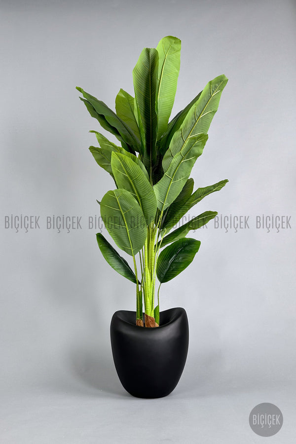 Yapay Muz Ağaci 210 Cm 4 Gövdeli̇ 21 Yaprak Mocha Lale Saksıda