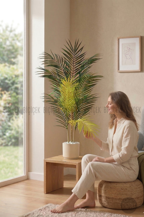 Yapay Areka Ağacı 110 Cm 15 Yapraklı Saksıda