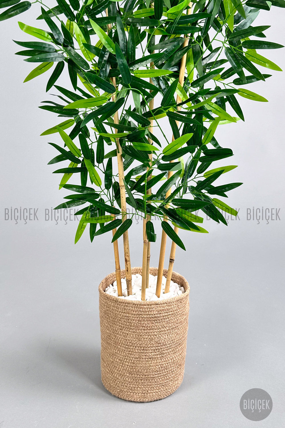 Yapay Bambu Ağacı 6 Dallı 150 Cm Yoğun Yapraklı Jüt Saksıda