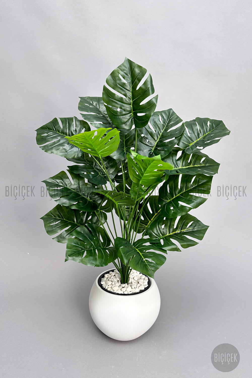 Yapay Monstera Deve Tabani Bitkisi 65 Cm Küre Saksıda