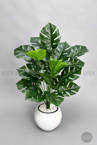 Yapay Monstera Deve Tabani Bitkisi 65 Cm Küre Saksıda