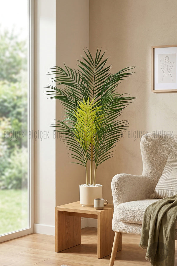 Yapay Areka Ağacı 110 Cm 15 Yapraklı Saksıda