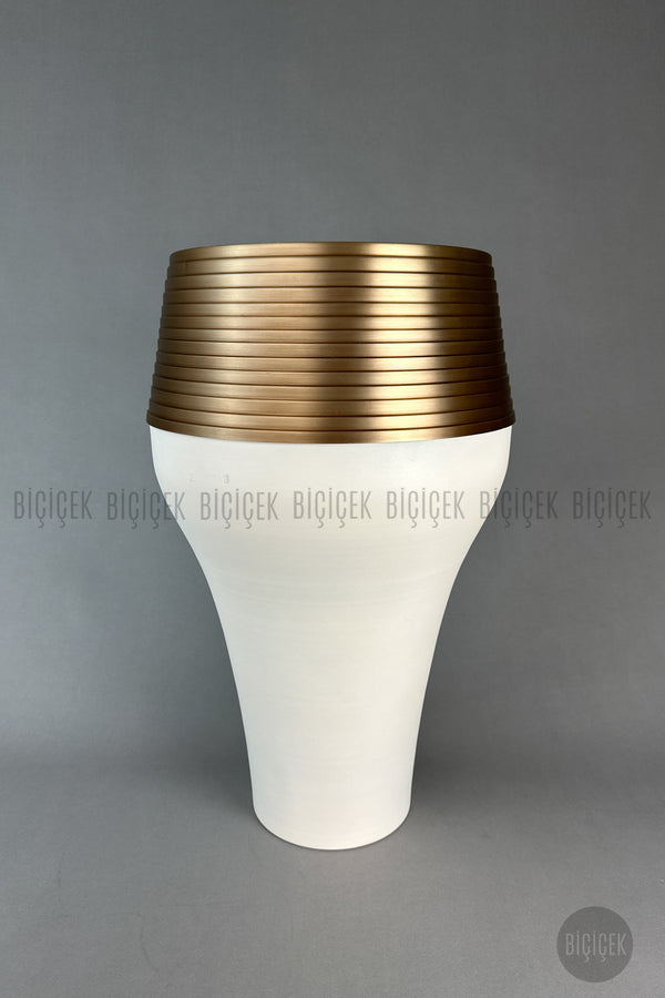 Cleopatra Saksı 70cm Krem Gold
