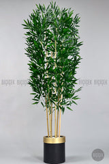 Yapay Bambu Ağacı 170cm Siyah Gold Metal Saksıda