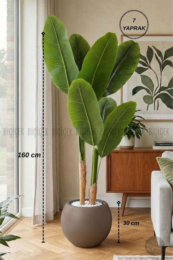 Yapay Starli̇ce 160 Cm 7 Yapraklı Mocha Küre Saksıda