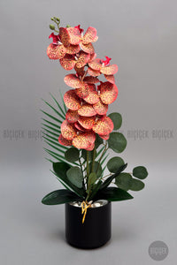 Yapay Phalaenopsis Turuncu Benekli Orkide 60 Cm