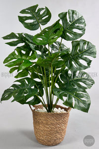 Yapay Monstera Deve Tabani 65 Cm Kulplu Hasir Saksıda