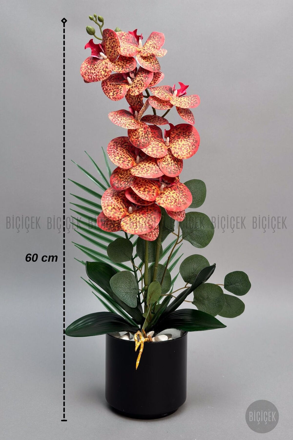 Yapay Phalaenopsis Turuncu Benekli Orkide 60 Cm
