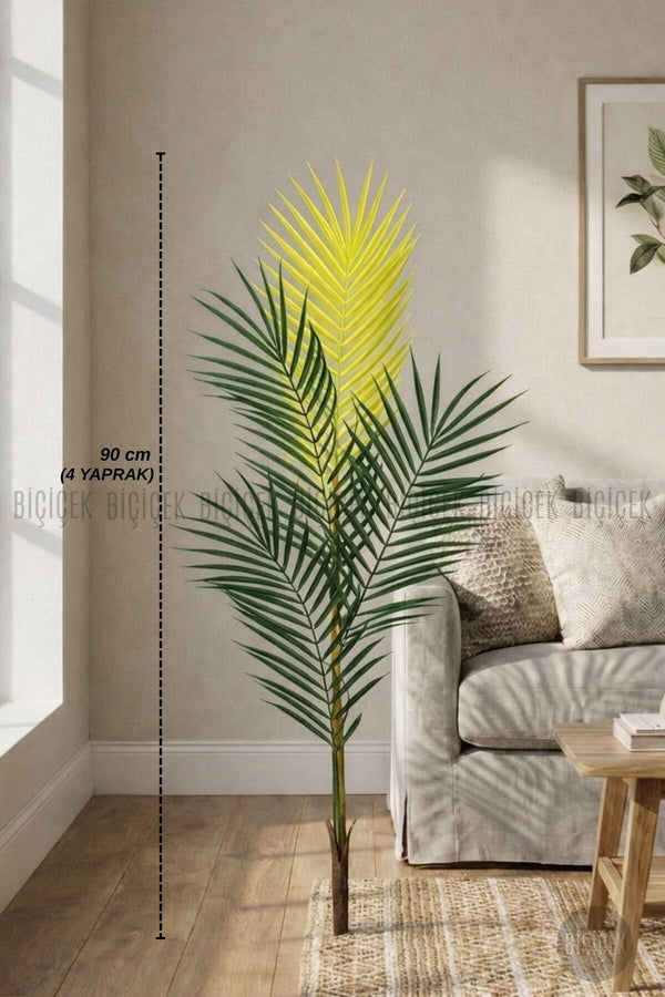 Yedek Areka Dalı 90cm 4 Yaprak Ve 1kg Dekoratif Taş