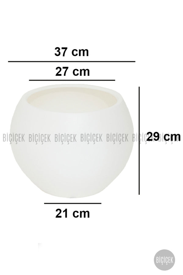Küre Saksı 37 Cm Beyaz