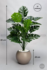Yapay Monstera Deve Tabani Bitkisi 65 Cm Mocha Küre Saksıda
